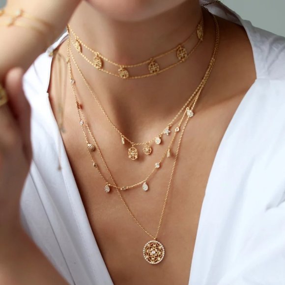 Adornmonde Val Gold Crystal Pendant Necklace - Picture 1 of 3